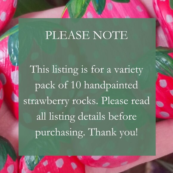 10 Pack Assorted Strawberry Painted Rocks Variety PACK OF 10 ROCKS (10 Count) - Picture 12 of 12